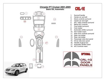 Car accessories Chrysler PT Cruiser 2001-2005 Basic Set, Automatic Gearbox, 17 Parts set Interior BD Dash Trim Kit
