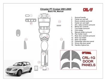 Chrysler PT Cruiser 2001-2005 Ensemble de base, boîte de vitesses manuelle, ensemble de 16 pièces Kit de garniture de tableau de