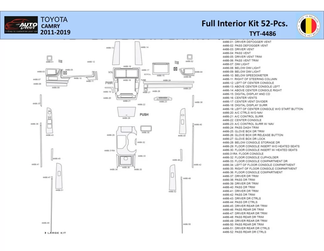 Toyota Camry 2011-2019 Interieur WHZ Dashboard trim kit 52 Delig - 1