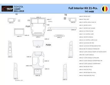 Toyota Camry 2011-2019 Intérieur WHZ Kit de garniture de tableau de bord 21 pièces - 1