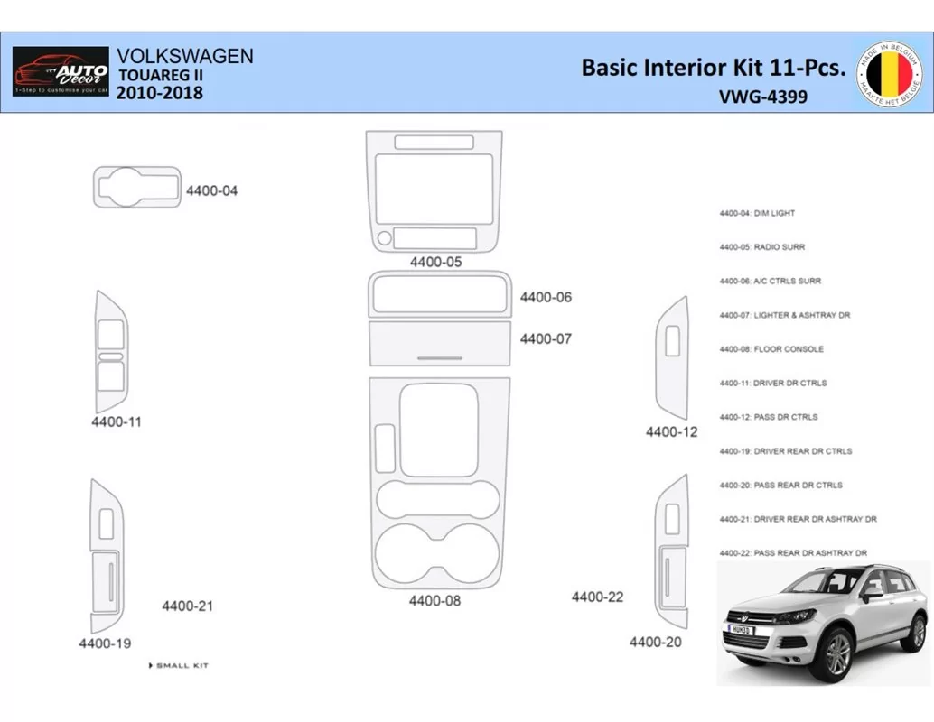Volkswagen Touareg II 2010-2018 Intérieur WHZ Kit habillage tableau de bord 11 Pièces - 1