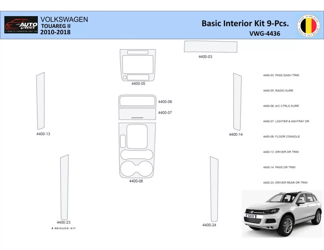 Volkswagen Touareg II 2010-2018 Interieur WHZ Dashboard sierset 9 delig - 1