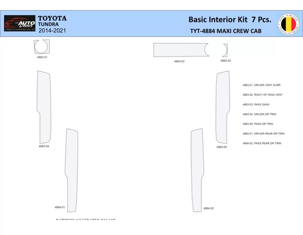 Toyota Tundra 2014-2021 Intérieur WHZ Kit de garniture de tableau de bord 7 pièces - 1