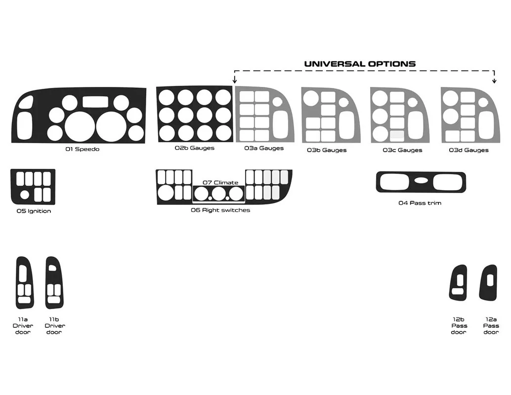 Camion Peterbilt 389 - Année 2016-2021 Kit de garniture de tableau de bord intérieur style cabine complet - 1