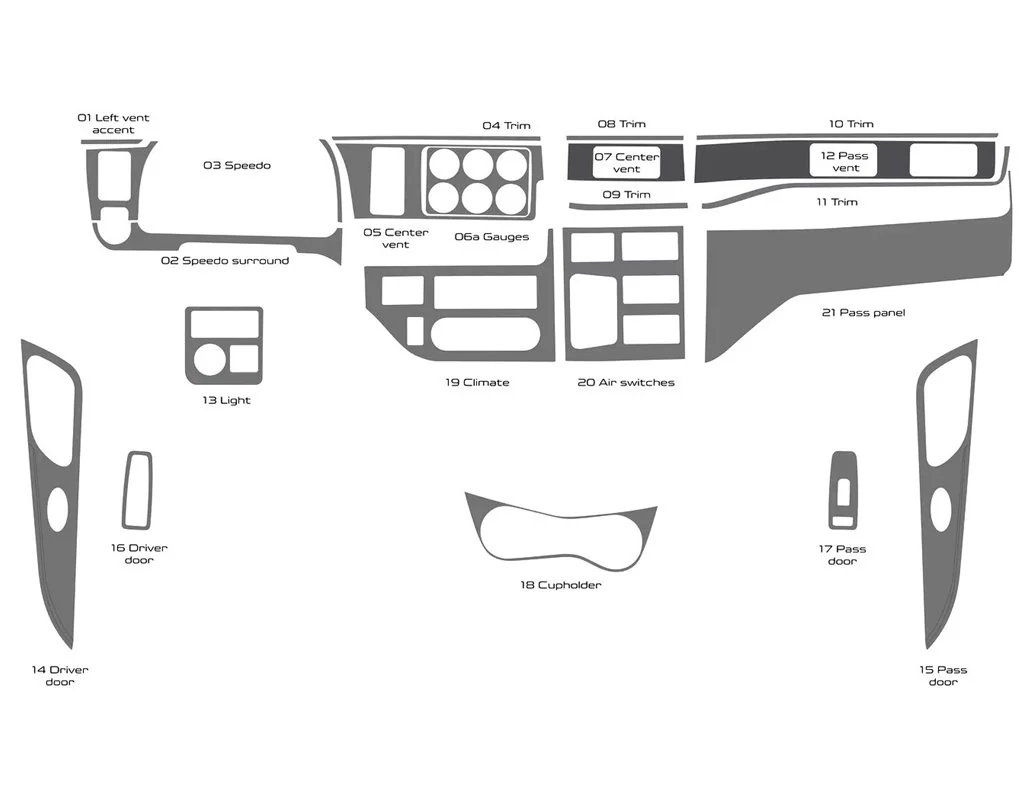 Camion Peterbilt 567 - Année 2022 Kit de garnitures pour tableau de bord intérieur style cabine complet - 1
