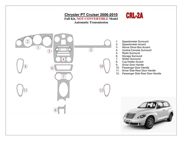 Chrysler PT Cruiser 2006-UP Volledige set interieur BD dashboardafwerkingsset