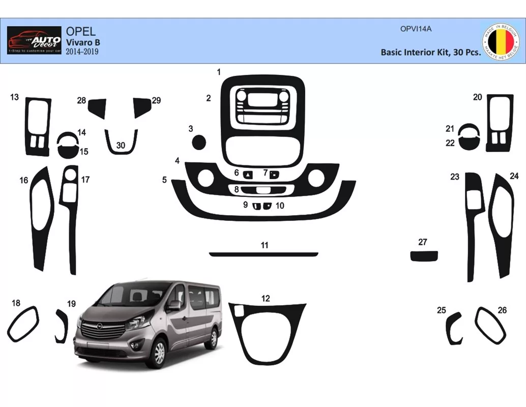 Fiat Talento 01.2015 Kit de garniture de tableau de bord intérieur 3D Dash Trim Dekor 30-Parts - 1