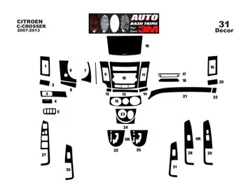 Car accessories Citroen C-Crosser 2007–2013 3D Interior Dashboard Trim Kit Dash Trim Dekor 31-Parts