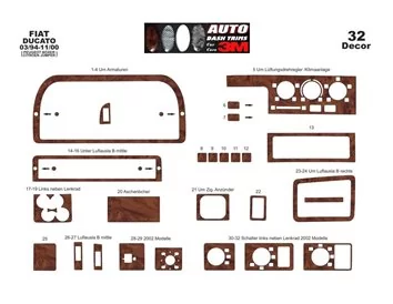Citroen Jumper 09.94-02.02 Kit de garniture de tableau de bord intérieur 3D Dash Trim Dekor 32-Parts - 2