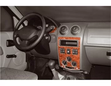 Dacia Logan 04.05-09.09 Kit de garniture de tableau de bord intérieur 3D Dash Trim Dekor 20-Parts - 1