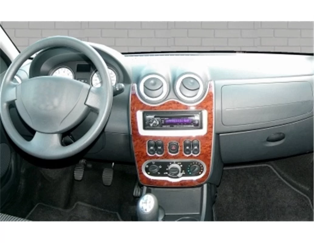 Dacia Sandero-Logan 07.08-12.09 Kit de garniture de tableau de bord intérieur 3D Dash Trim Dekor 18-Parts - 1