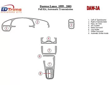 Daewoo Lanos 1999-2003 Volledige set, automatische versnellingsbak Interieur BD Dash Trim Kit - 1
