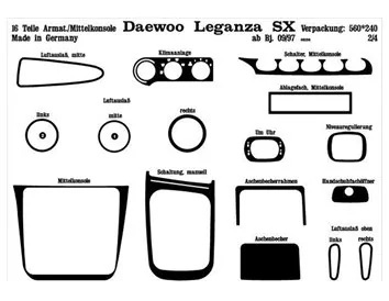 Daewoo Leganza 09.1997 3D Interior Dashboard Trim Kit Dash Trim Dekor 18-Parts