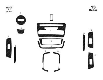 Car accessories Audi A1 ab 2012 3D Interior Dashboard Trim Kit Dash Trim Dekor 13-Parts